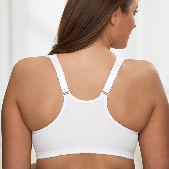 Glamorise 52J SOFT SHOULDERS Bra BACK-SUPPORT X-Wide-Straps FRONT-CLOSE Nude NEW - Picture 7 of 16